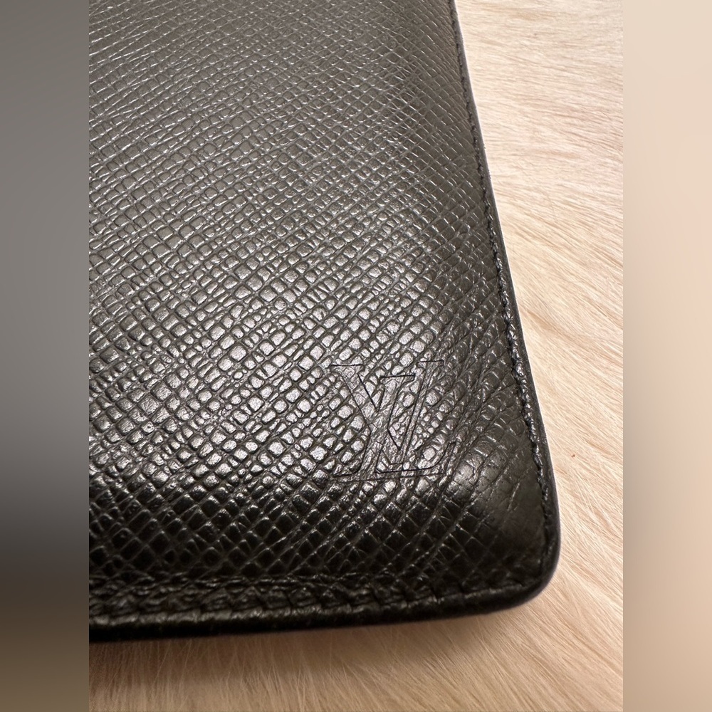 Louis Vuitton Long Black Leather Wallet Card Holder Authentic LV Monogram